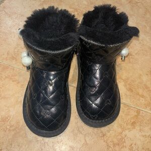 Black Quilted Fur-Lined Boots